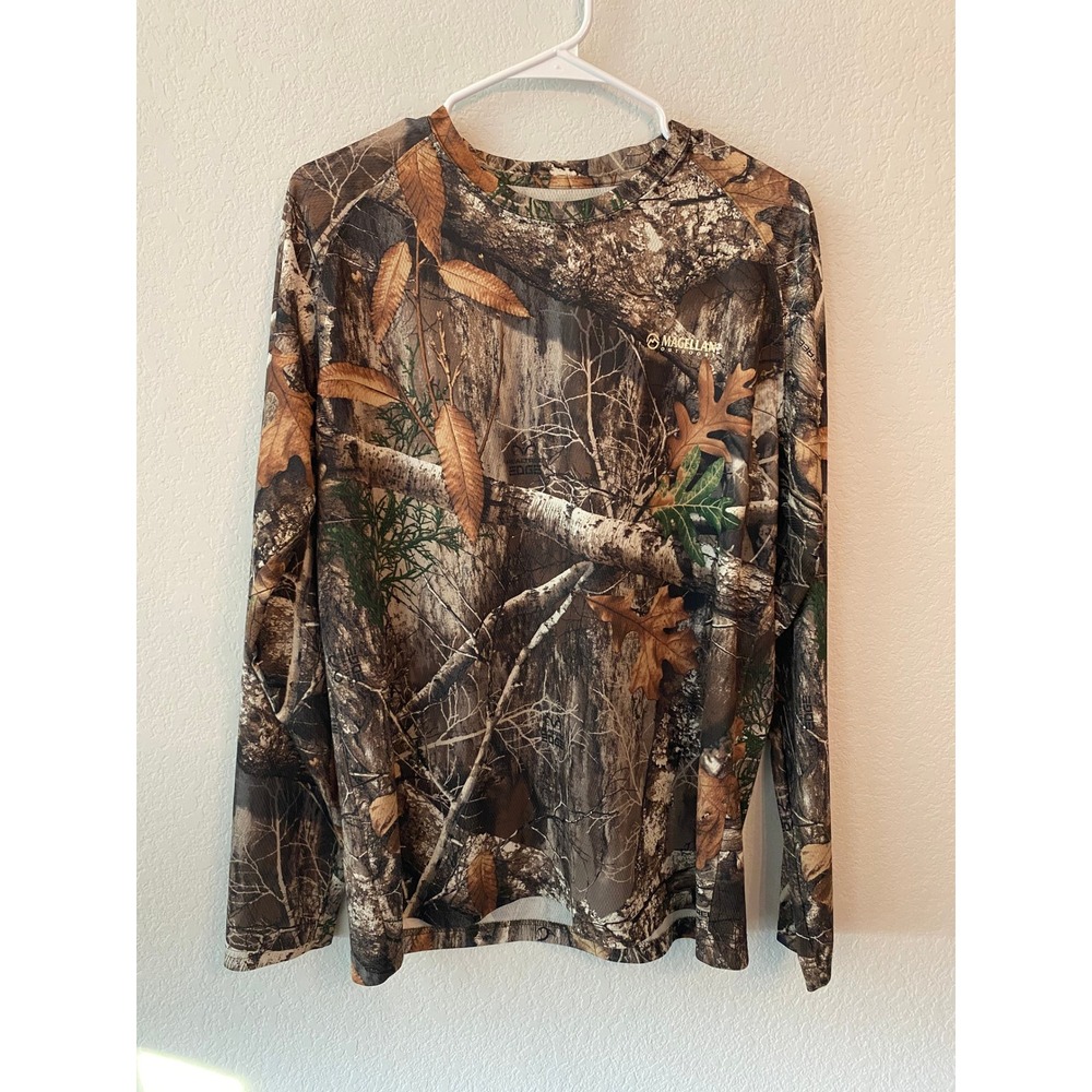 Magellan Outdoors Mens RealTree Edge Camo Rugged Long Sleeve Shirt Size L Brown